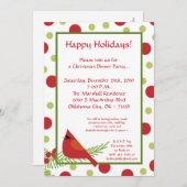 5x7レッドロビンホリークリスマスパーティの招待状 招待状 (正面/裏面)