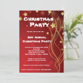 5x7レッド金ゴールドスターズトゥインクルクリスマス招待状 招待状 (スタンド正面)