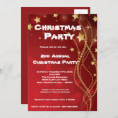 5x7レッド金ゴールドスターズトゥインクルクリスマス招待状 招待状 (正面/裏面)