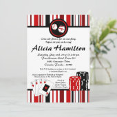 5x7レッド&ブラックラスベガスバチェロレッテ招待状 招待状 (スタンド正面)