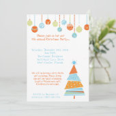 5x7レトロクリスマスツリークリスマスパーティの招待状 招待状 (スタンド正面)