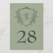 5x7ヴィンテージクレストオリーブ結婚セージのテーブル番号 (裏面)