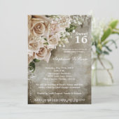 5x7ヴィンテージバラSweet 16誕生日招待状 招待状 (スタンド正面)