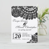 5x7ヴィンテージブラックレースドリー結婚式招待状 招待状 (スタンド正面)