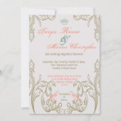 5x7ヴィンテージラブバーズビクトリア結婚式招待状 招待状 (正面)