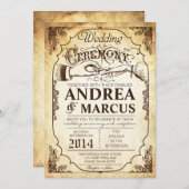 5x7ヴィンテージ式のリングのExchaの結婚式招待状 招待状 (正面/裏面)