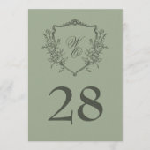 5x7ヴィンテージ結婚クレストのオリーブ仙台テーブル番号 (正面)