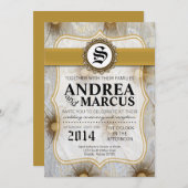 5x7ヴィンテージPinのタックの生地の結婚式招待状 招待状 (正面/裏面)