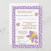 5x7三重項のPurplの蝶ベビーシャワーの招待状 招待状 (正面/裏面)