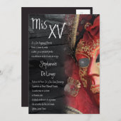 5x7仮面舞踏会のキンセアニェラの誕生日の招待状 招待状 (正面/裏面)