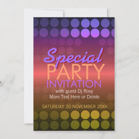 5x7光沢ディスコドット特殊パーティの招待状 招待状 (正面)