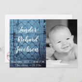 5x7写真の誕生発表陸軍のブリキ素朴ンパネル 案内状 (正面/裏面)