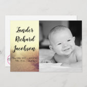 5x7写真の誕生発表陸軍サンライズ経路 案内状 (正面/裏面)