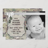 5x7写真の誕生発表陸軍OCP迷彩柄制服 案内状 (正面/裏面)