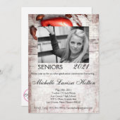 5x7写真卒業パーティー招待状カントリーウッド 招待状 (正面/裏面)