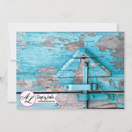 5x7写真誕生のお知らせアーミーブルーウッドバーンD 案内状 (裏面)