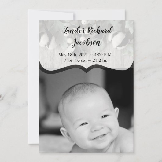 5x7写真誕生のお知らせ陸軍の綿花工場ber 案内状 (正面)