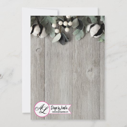 5x7写真誕生のお知らせ陸軍の綿花工場ber 案内状 (裏面)