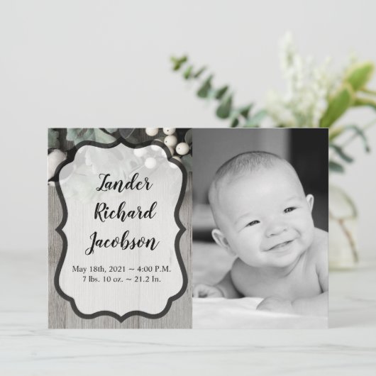 5x7写真誕生のお知らせ陸軍の綿花工場ber 案内状 (スタンド正面)