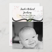 5x7写真誕生のお知らせ陸軍ベビーピンクコスモス 案内状 (正面/裏面)