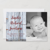 5x7写真誕生のお知らせ陸軍ホワイトウォッシュウッド 案内状 (正面)