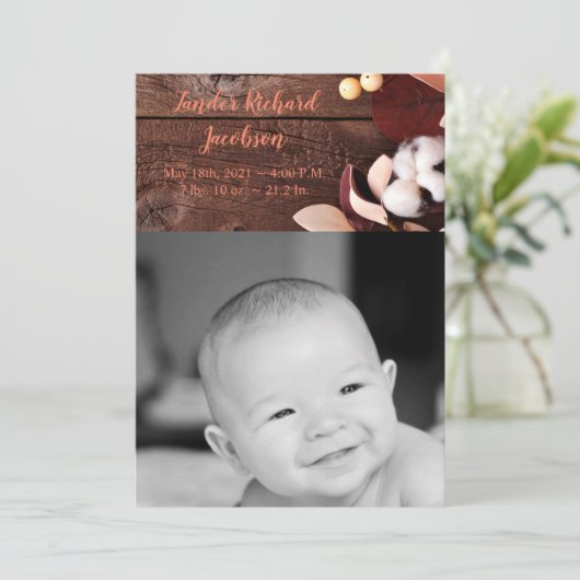 5x7写真誕生のお知らせ陸軍綿花支店オン 案内状 (スタンド正面)