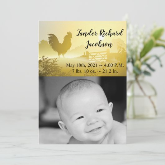 5x7写真誕生発表陸軍サニーモーニングファ 案内状 (スタンド正面)