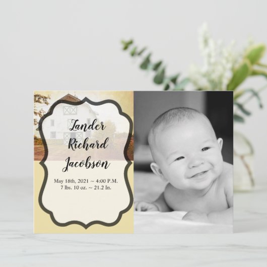 5x7写真誕生発表陸軍サンセットバーンクン 案内状 (スタンド正面)