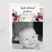 5x7写真誕生発表陸軍ホワイトローズ金ゴールド 案内状 (正面/裏面)