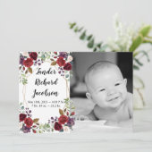 5x7写真誕生発表陸軍ホワイトローズ金ゴールド 案内状 (スタンド正面)