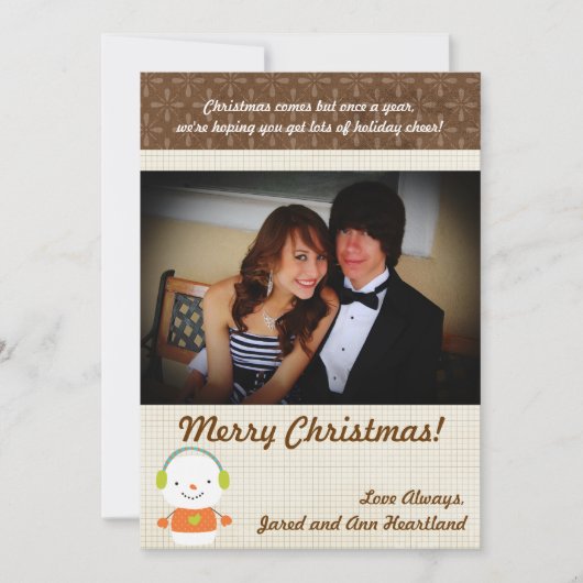 5x7冬雪だるま冬の雪招待状 招待状 (正面)