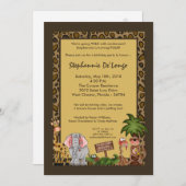 5x7動物園のサファリのキリンの修道士の誕生日の招待状 招待状 (正面/裏面)