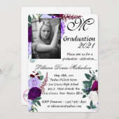 5x7卒業式パーツ招待状ラベンダーハイビスカスo 招待状 (正面/裏面)