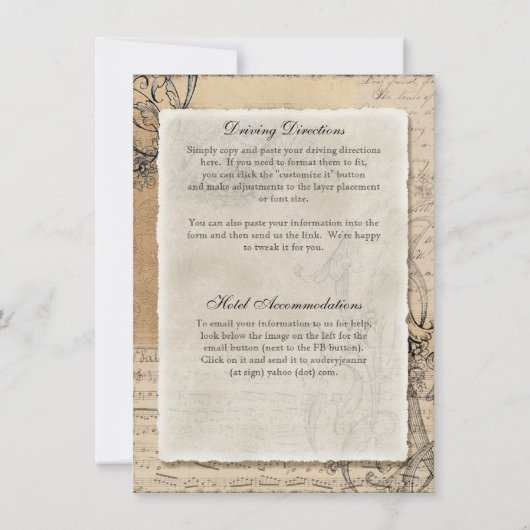 5x7古代ピーコックヴィンテージウェディング招待状 招待状 (裏面)