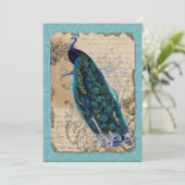5x7古代ピーコックヴィンテージウェディング招待状 招待状 (スタンド正面)
