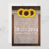 5x7国のヒマワリの木製のレースの結婚式招待状 招待状 (正面)