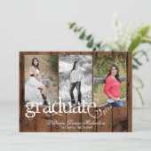 5x7国の素朴な納屋の木製の年長の発表 案内状 (スタンド正面)