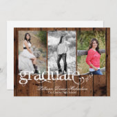 5x7国の素朴な納屋の木製の年長の発表 案内状 (正面/裏面)