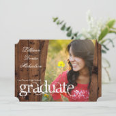 5x7国の素朴な納屋の木製の年長の発表 案内状 (スタンド正面)