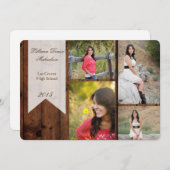 5x7国の素朴な納屋の木製の年長の発表 案内状 (正面/裏面)