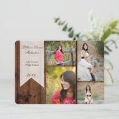 5x7国の素朴な納屋の木製の年長の発表 案内状 (スタンド正面)