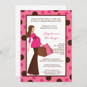 5x7女の子のモダンでモダンなお母さんのベビーシャワーの招待状 招待状 (正面/裏面)