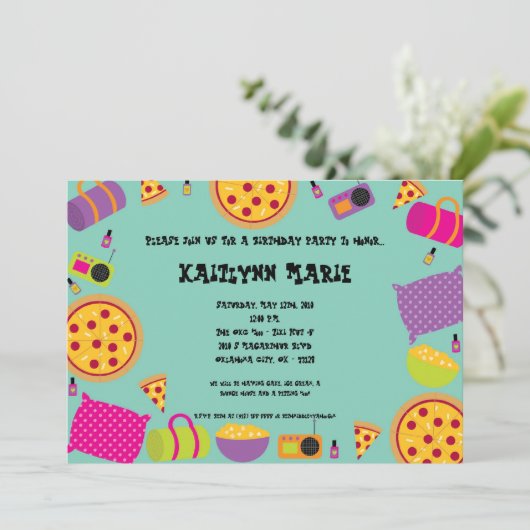 5x7女の子の眠りのMakeoveの誕生日のパーティの招待状 招待状 (スタンド正面)