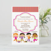 5x7女の子の眠りは誕生日のパーティの招待状を構成します 招待状 (スタンド正面)
