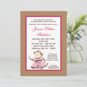 5x7女の子ロッカーモンキーバースデーパーティーへの招待 招待状 (スタンド正面)