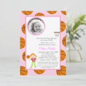 5x7女子バスケットボール誕生日シャワー招待状 セーブザデート (スタンド正面)