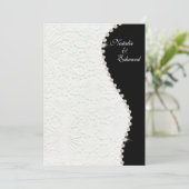 5x7婚約の白黒ヴィンテージパターン 招待状 (スタンド正面)