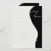 5x7婚約の白黒ヴィンテージパターン 招待状 (正面/裏面)