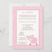 5x7家畜のピンクのブタのベビーシャワーの招待状 招待状 (正面)