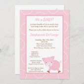 5x7家畜のピンクのブタのベビーシャワーの招待状 招待状 (正面/裏面)